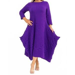 NEW KAREN T DESIGN bubble fabric maxi dress in violet